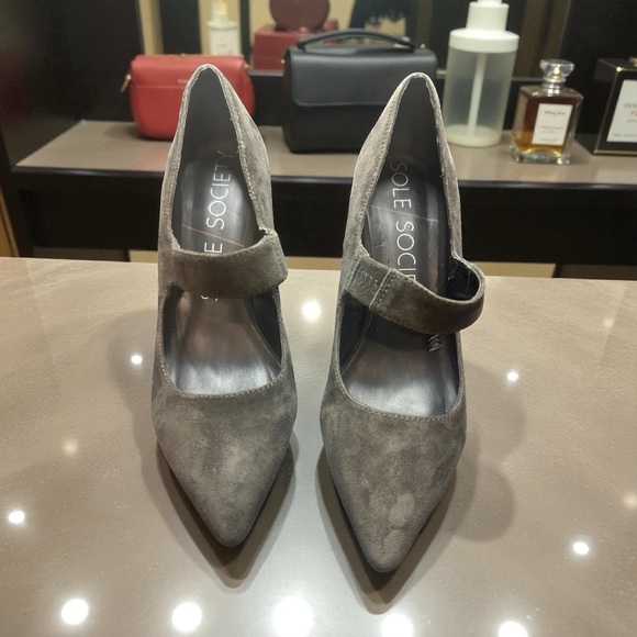 Sole Society Shoes - Sole Society Suede Gray Heels